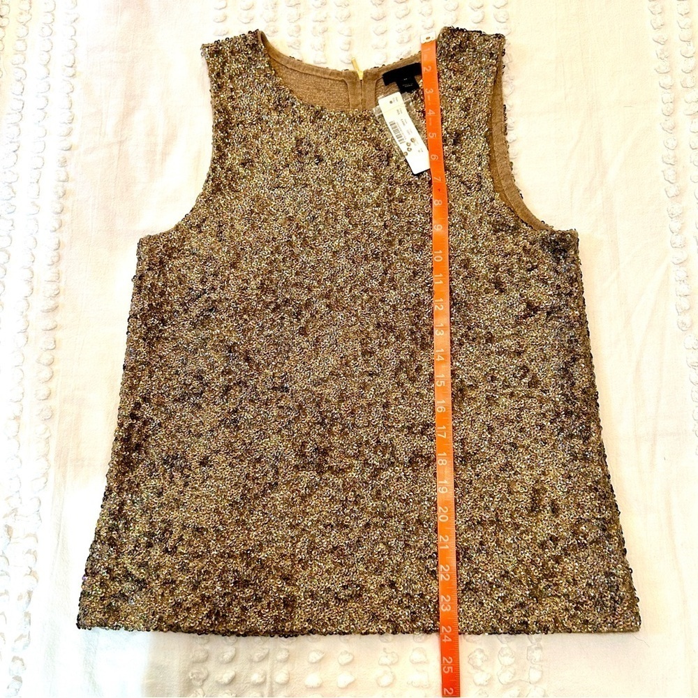 J Crew Collection Shimmering Gold Sequin Sweater Knit Shell Tank Wool Blend NWT - Picture 10 of 14